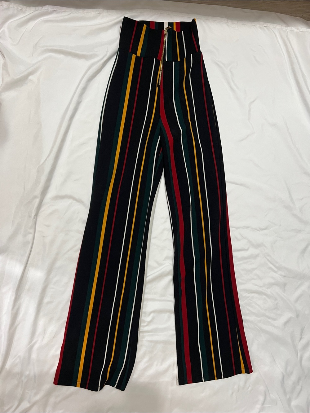 Fashion Nova Black Jumpsuit with Multicolor Vertical Stripes
